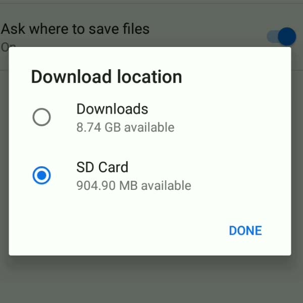 how to change download location in android