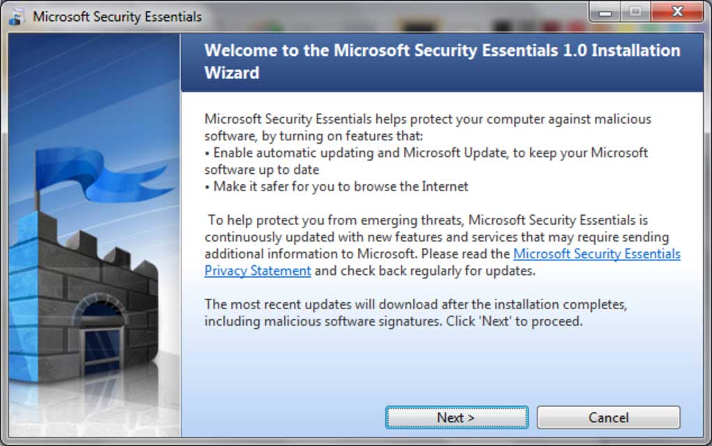 Microsoft Security Essential was however, free to use but was required to download separately the latest update