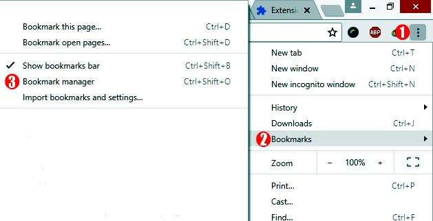 Open Bookmark bar in Chrome