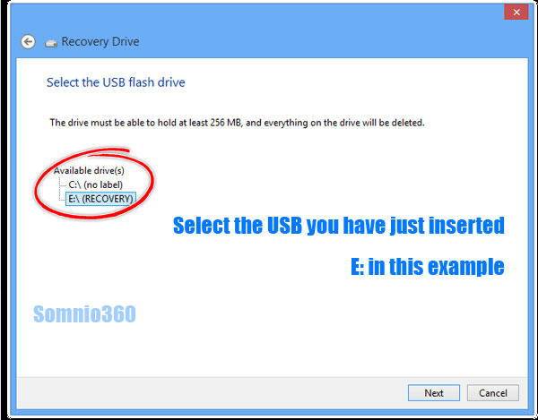 select-recovery-usb