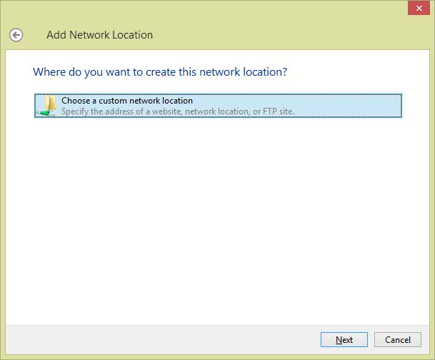 Add network location FTP