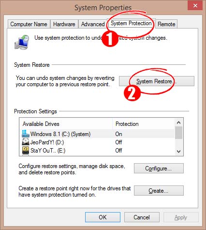 Windows Safe Mode System Restore Point Error
