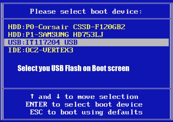 change boot order to USB flash drive