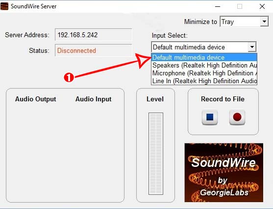 open the SoundWire server software on Windows