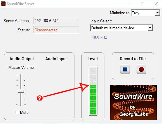  SoundWire server server level meter windows