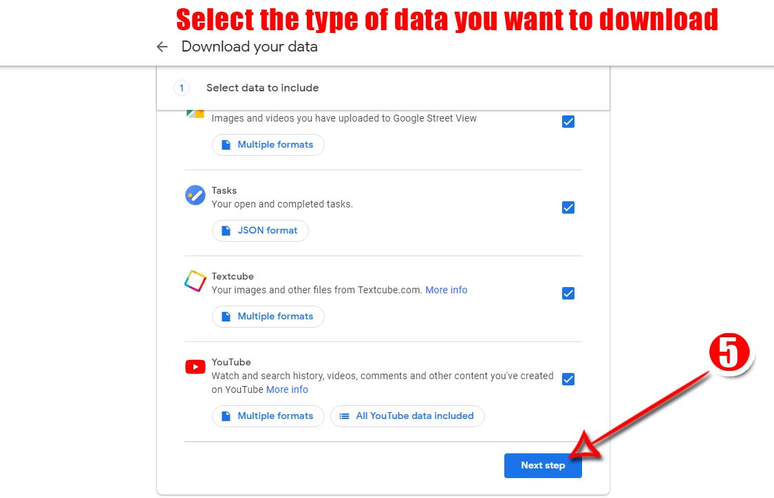 Select the type of data your Want to download
