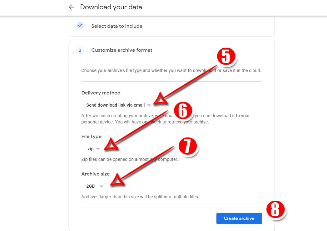 download link of your Gmail Data