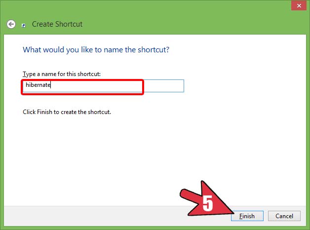 Create Shortcut in Windows 7,8,8.1 and 10 to Hibernate in one Click4