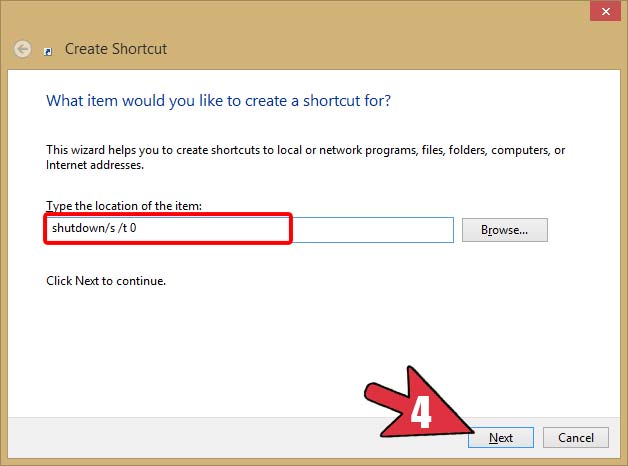 Create Shortcut in Windows 788.1 and 10 to Shutdown in one Click