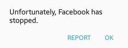 Unfortunately Facebook has stopped working error Android