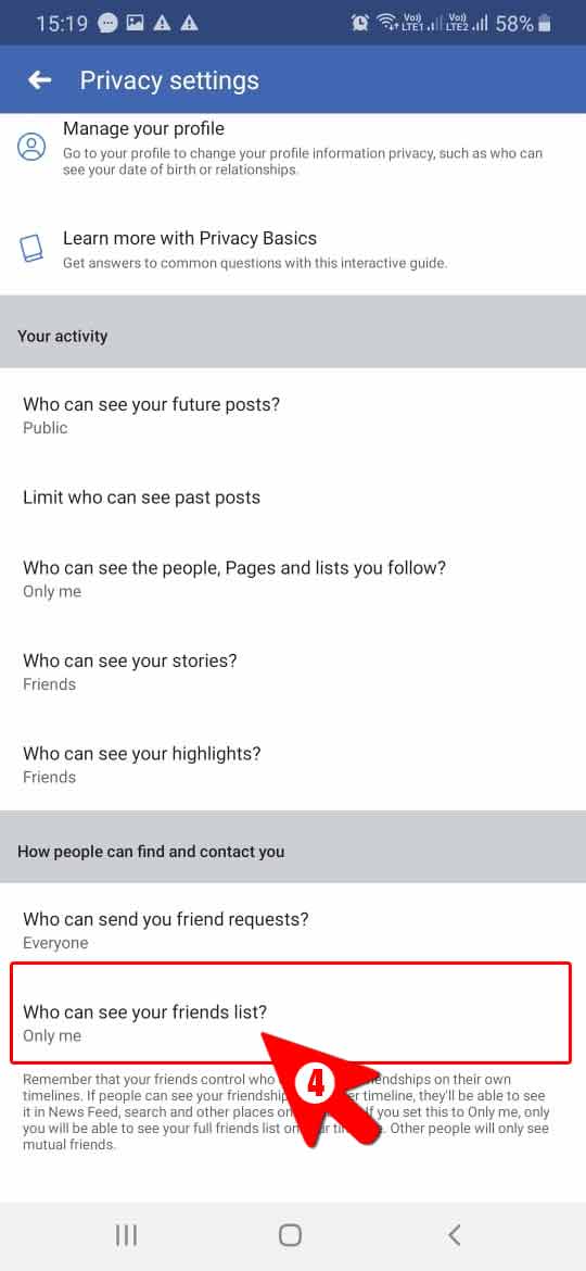 Who can see your Friends list facebook app