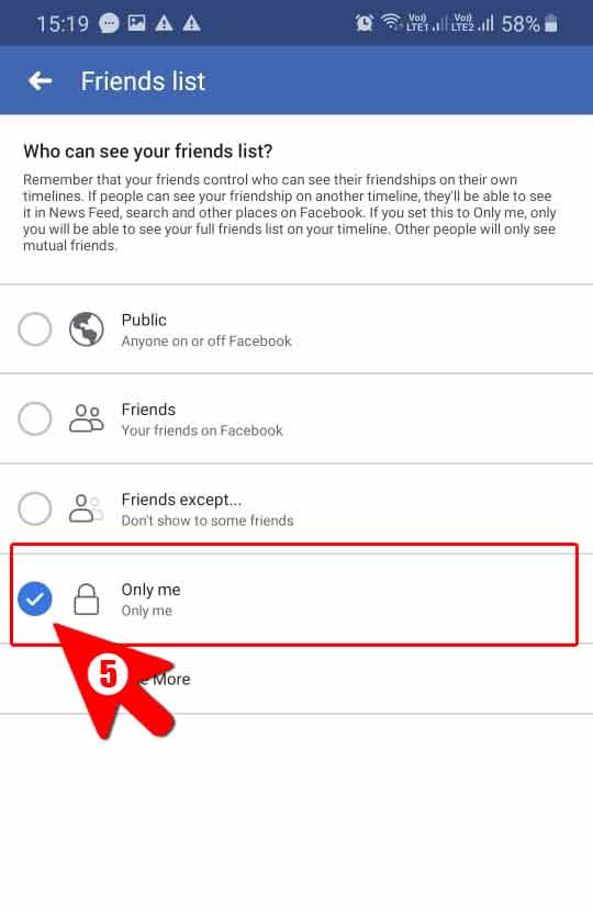 hide Facebook Friends list privacy setting