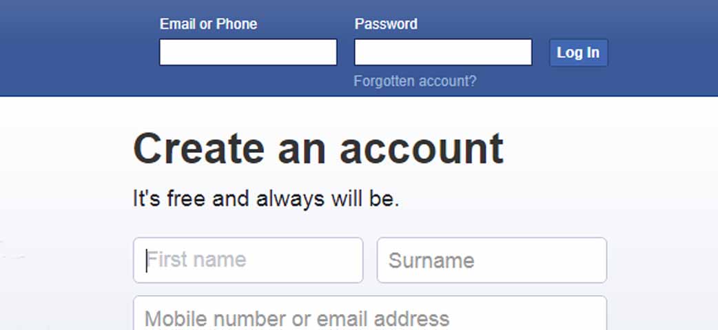 login to your Facebook Account
